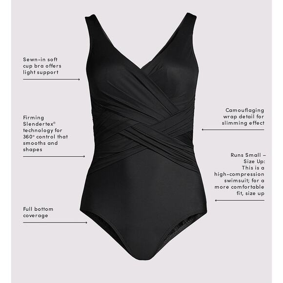Lands' End SlenderSuit Wrap One Piece Swimsuit in Blackberry Women's Size 10 - Picture 9 of 9
